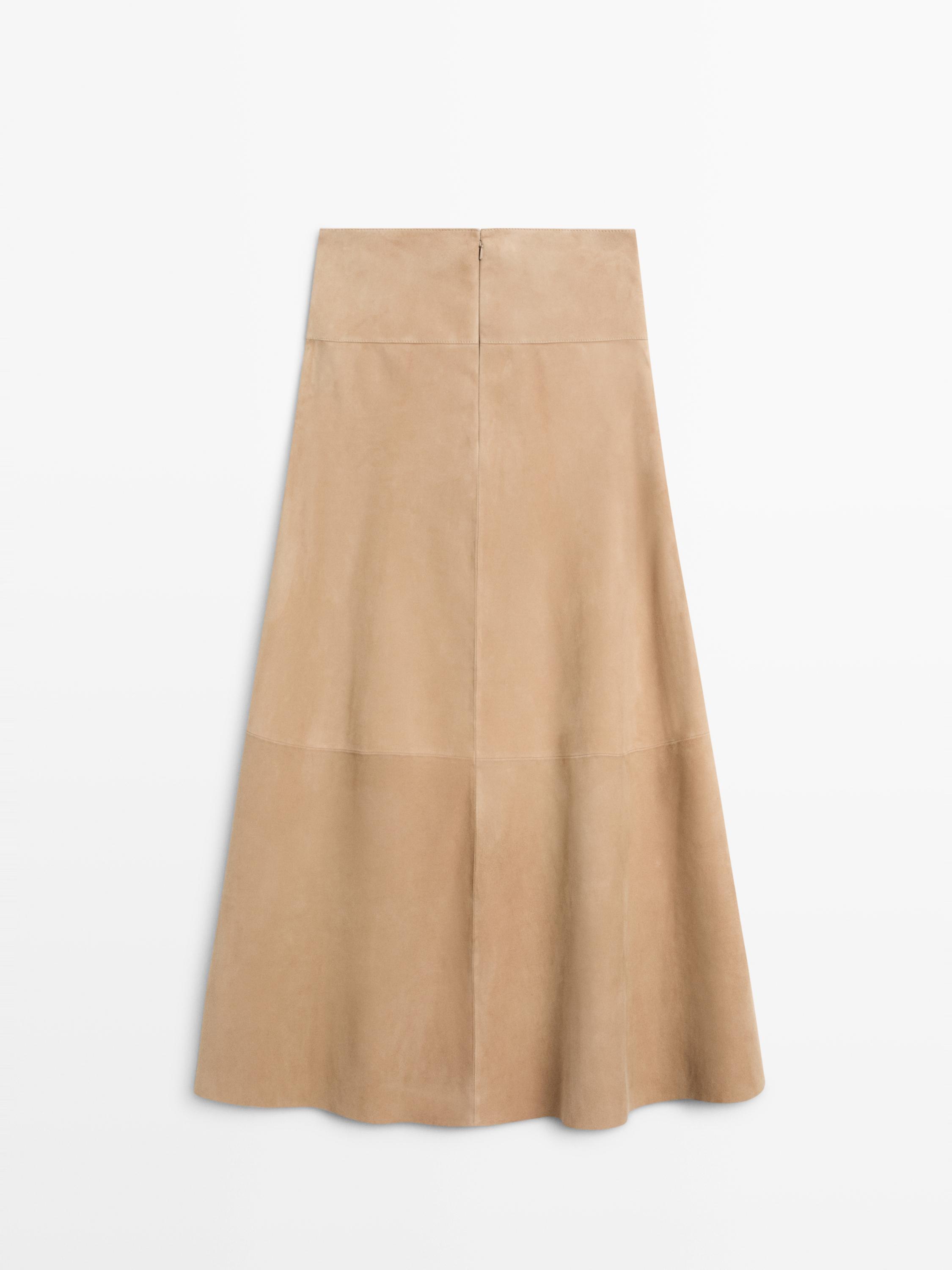 Jupe à ceinture en cuir et daim